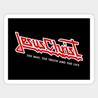 Jesus Christ the way, the truth the life, White and red graphic Magnet